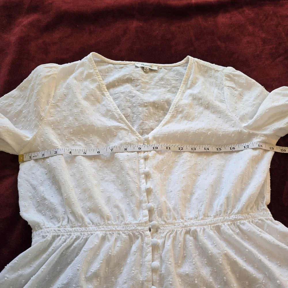 Madewell Cream Swiss Dot Peplum Button-Front Blouse